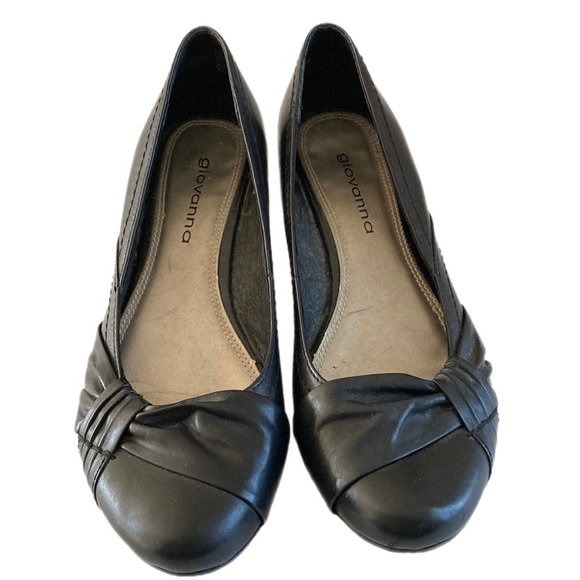 GIOVANNA black leather slip-on Wedge heels Size 6 AU - Picture 5 of 11